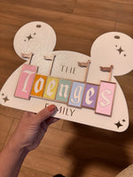 Personalized Disney Stroller Tag with Pastel Banner Letters