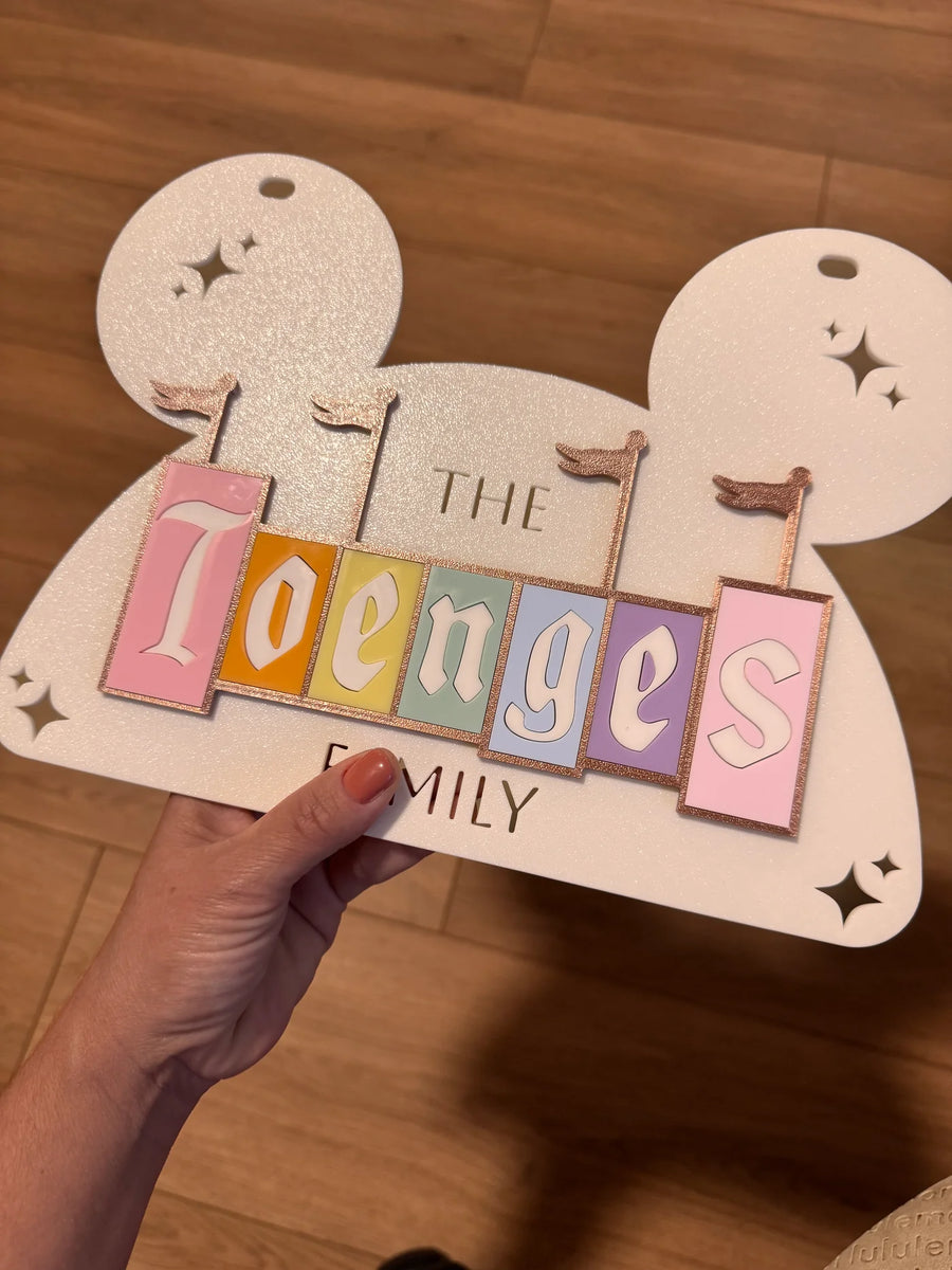 Personalized Disney Stroller Tag with Pastel Banner Letters