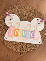 Personalized Disney Stroller Tag with Pastel Banner Letters