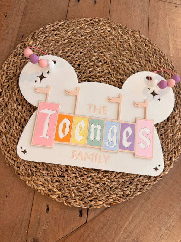 Personalized Disney Stroller Tag with Pastel Banner Letters