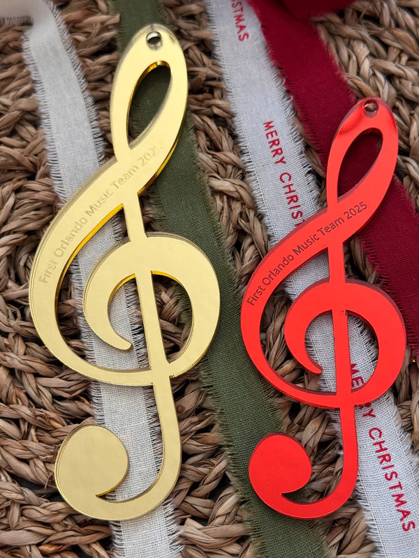 Personalized Treble Clef Ornament | Laser-Cut Acrylic